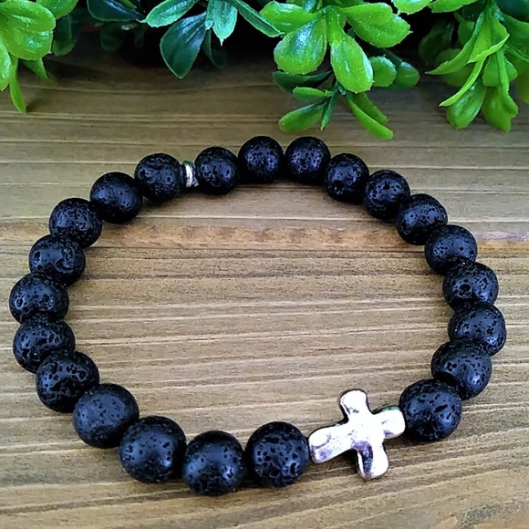 Sherry Moss Other - New Mens Black Lava Rock Beaded Bracelet